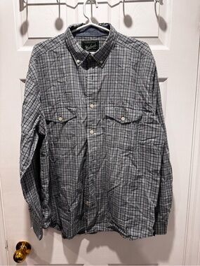 Woolrich Men's Plaid Button-Up Shirt in Blue and Gray